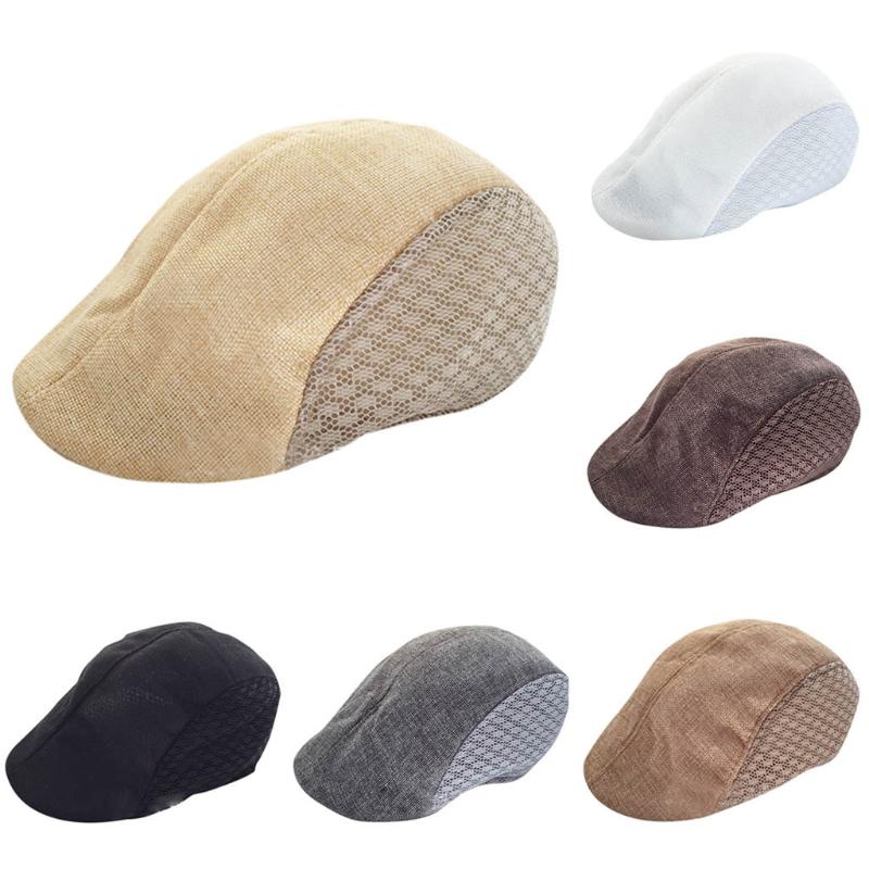 

Men Summer Visor Hat Sunhat Mesh Running Sport Casual Breathable Beret Flat Cap Women Autumn Winter Retro Berets Caps Hot #P3, Beige