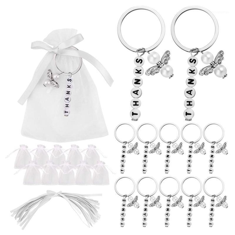 

HOT SALE 20 Sets Baptism Party Favors, Wedding Favors Thanks Style Keychain with Drawstring Communion Birthday1