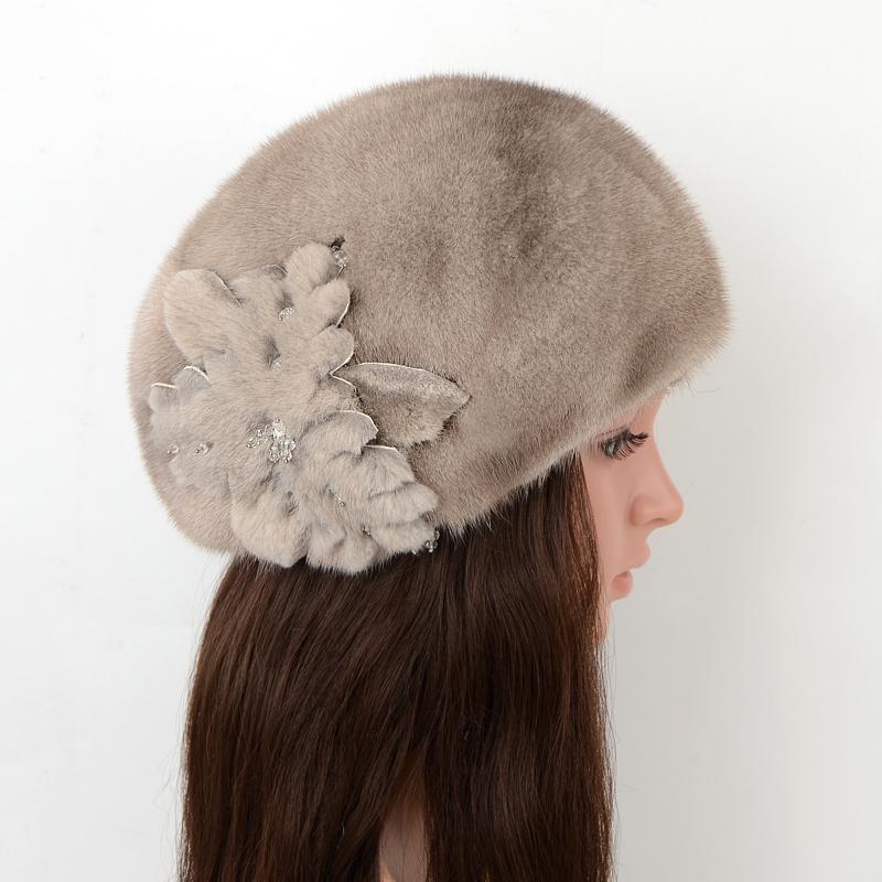 

Mink Real Fur Beret Women Hats Winter Fur Hats Brand New 2020 Female Fashion Berets Warm For Women Berets Caps, Yh-2