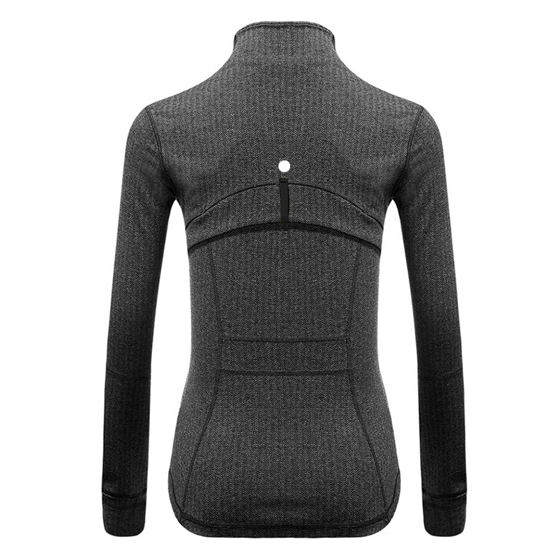 

L-jk006 Wholesale Retail Women Yoga Jacket Elastic Long Sleeve Gym Sports Coat Fitness Running Clothes half zipper Slim atheltics Jacket, Black