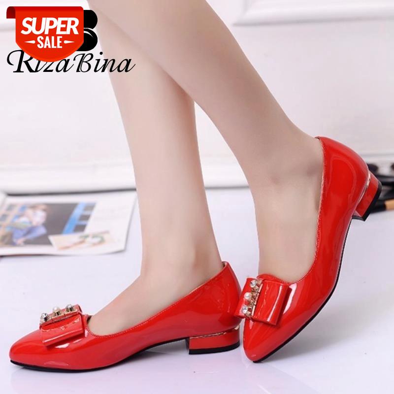 

RIZABINA Size 32-43 Shoes Women Beads Pointed Toe Women Flat Shoes Fashion Sweet Ladies Daily Footwear #Tq04, Beige