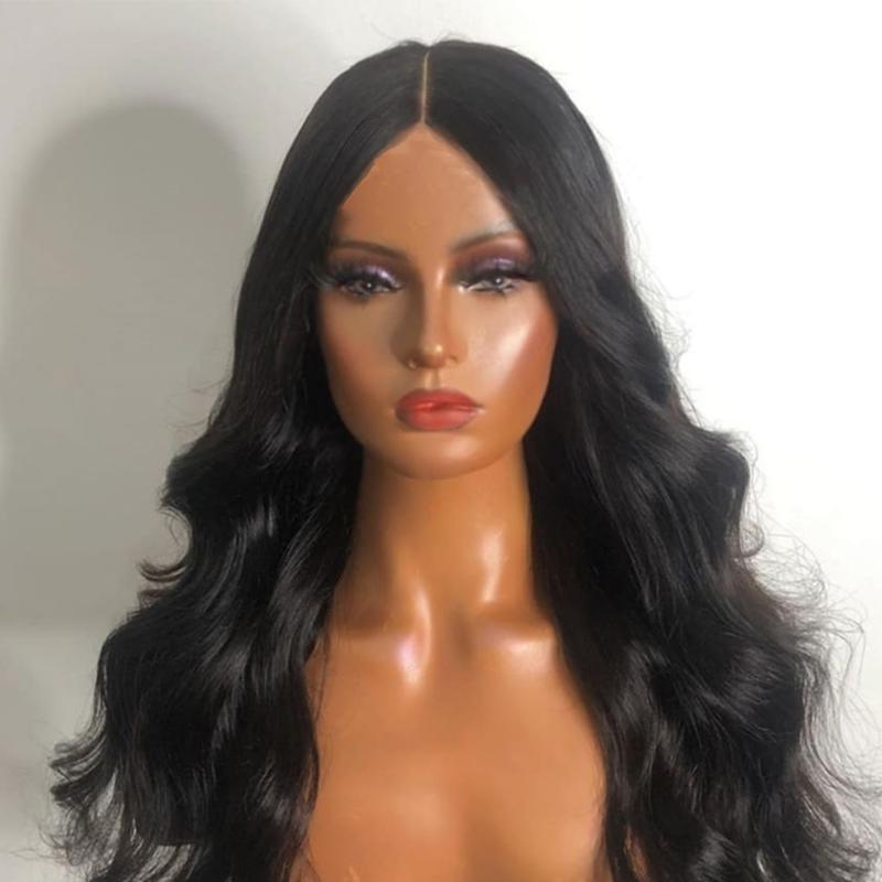 

2x4 Lace Closure Human Hair Wigs For Women Body Wave 130% Natural Black Color Lace Wig Baby Hair Pre Plucked Brazilian Remy, As pic