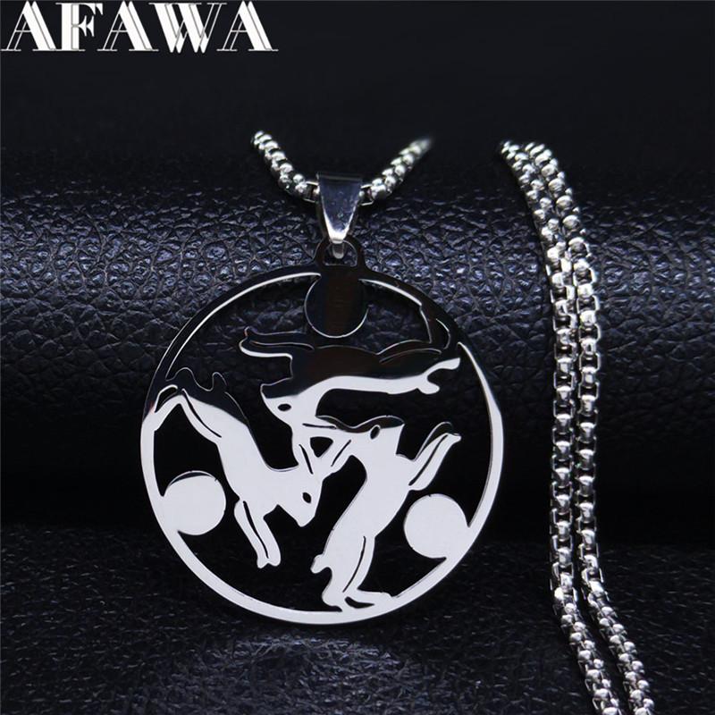 

Three Rabbits Sun Stainless Steel Statement Necklace Women Silver Color Necklace Jewelry acero inoxidable joyeria mujer N4116S02