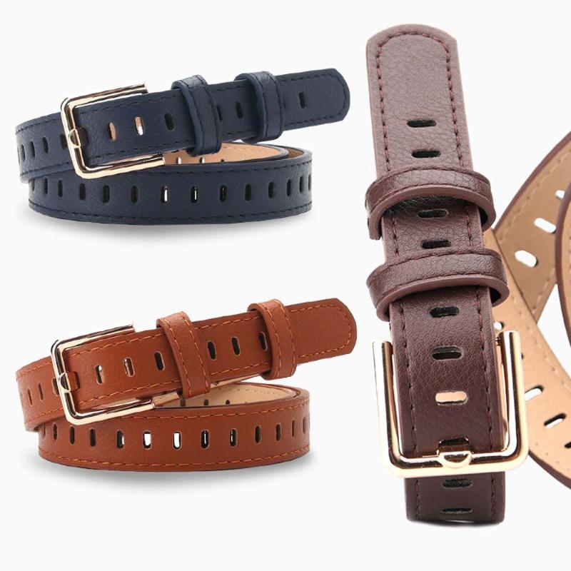 

New Design Faux Leather Belt Female Hollow Out Pin Buckle Belts For Women Waistband Solid Retro Waist Strap Belt For Jeans Dress, Black