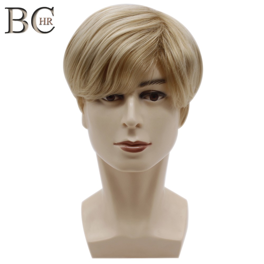 

Shanghair Short Men Wigs Straight Synthetic Wig for Male Hair Fleeciness Realistic Natural Blonde Toupee Wigs
