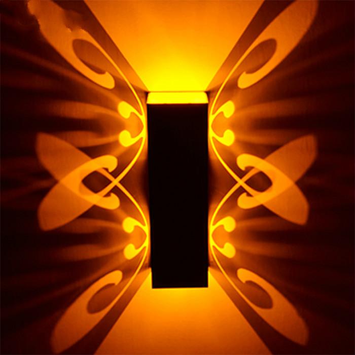 

Indoor LED Wall Lamp 2W Butterfly Projection Aluminum Sconce AC110-220V Decorate Wall Lighting Free Shipping