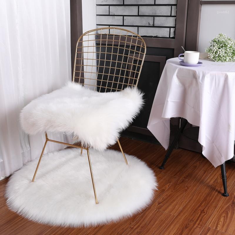 

Cilected Pure White Round/Square Carpets For Living Room Grey/Pink Soft Plush Faux Fur Square Chair Cover Seat Pad Bedroom1