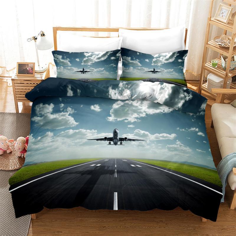 

Airplane Duvet Cover Set Sky Space Print Kids Bedding King Queen Size Bedcloth 3D Bed Covers For Teenagers Single Double1, 12
