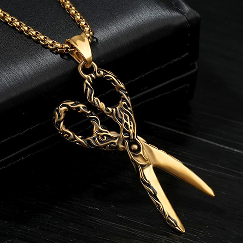 

Scissor Neckalce For Men Gold Chain Choker BFF Punk Cosmetologist Gift Gothic Hairdresser Jewelry Hairstylist Pendant Necklaces