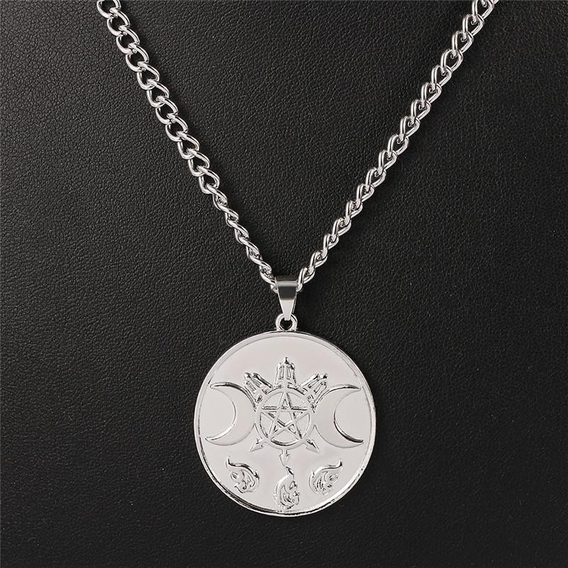 

2020 Fashion Wicca Sun Star Moon Necklaces for Women Silver Color Chain Necklace Jewellery collier femme gothic collar