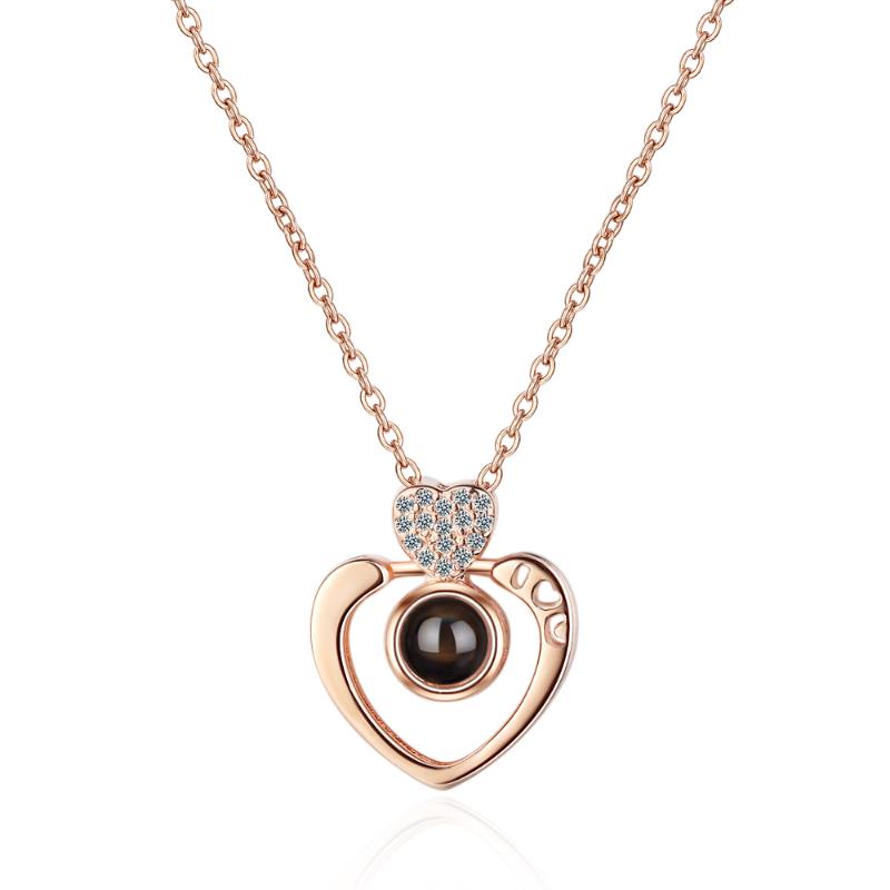 

Trendy Simple Love Heart Shaped Necklaces Zircon Language Meaningful Necklace For Women Gift S-N393