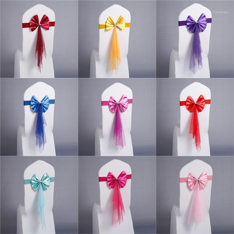 

20pcs/set Organza PU leather Chair Sashes Wedding Chair Knot Cover Decoration Chairs Bow band Belt Ties For Weddings Banquet1