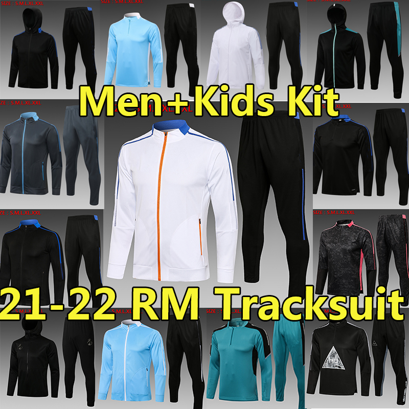 

21/22 BENZEMA Soccer Tracksuit Jogging Hoodies Jackets 2021 2022 ALABA HAZARD ASENSIO MODRIC MARCELO Survetement tracksuits Men+kids kits Training Suit uniforms, B525# 2122
