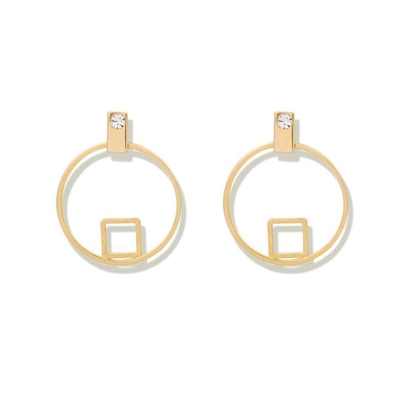 

LWONG 2.5cm Small Hoop Earrings for Women Open Square Round Circle Earrings Minimalist Geometrical Jewelry 2021 New