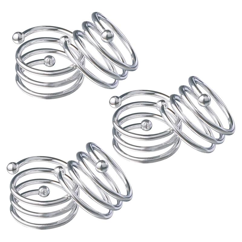 

6 Pcs Metal Spiral Napkin Rings Round Holder Buckles Napkin Rings for Wedding, Party, Gatherings,Table Decor(Silver