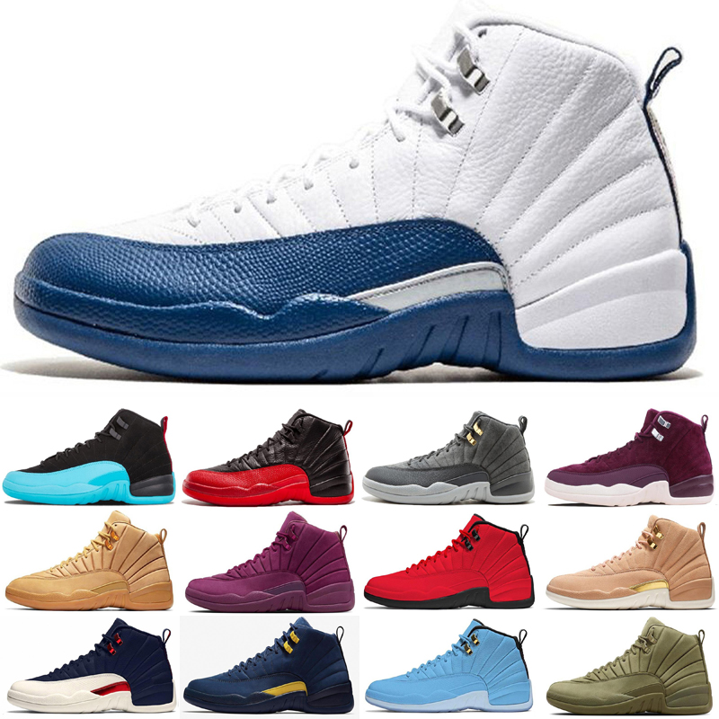 

12 12s Jumpman Outdoor shoes indigo university gold reverse flu game sunrise bulls CNY white dark grey Fiba mens sneakers, As photo 24