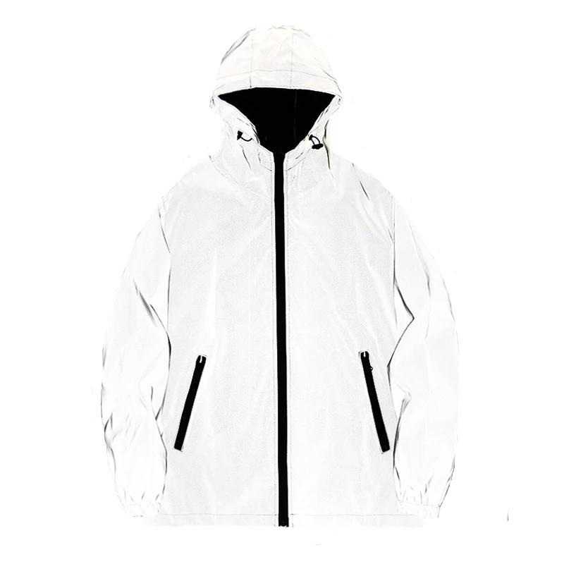 

Men's Jackets Fashion Reflective Men Windbreaker Streetwear Hip Hop Hooded Coat Zipper Trendy Youth Outwear Clothing, Black;brown