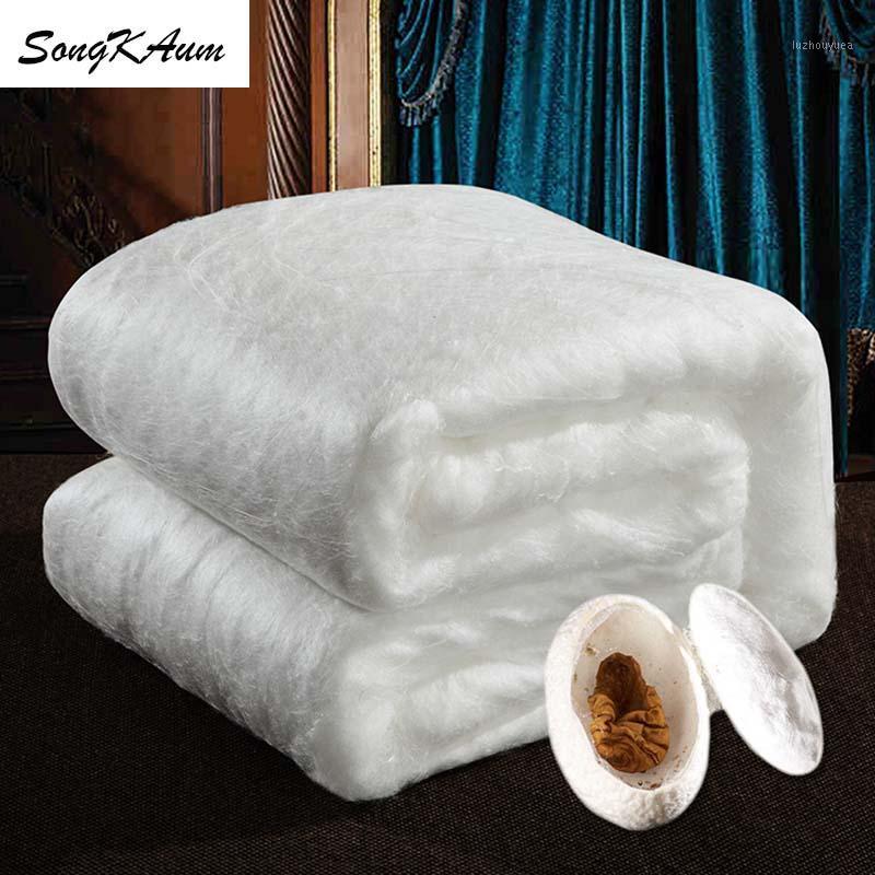 

SongKAum High-grade luxury 100% Natural silk Quilt Duvets customizable Winter Keep warm Comforters  Queen Twin Full Size1, White