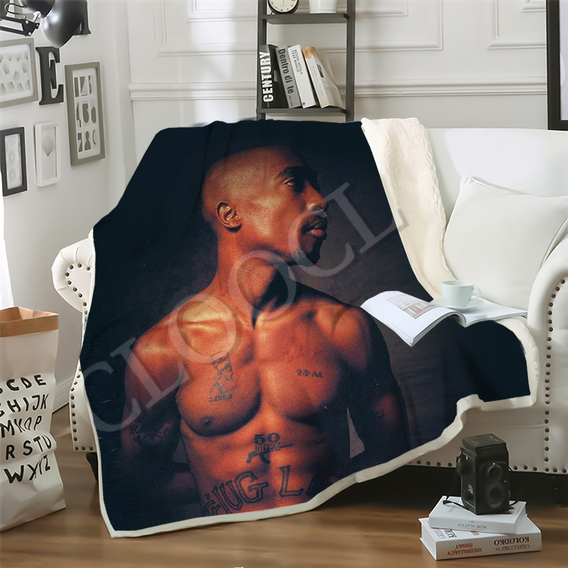 

CLOOCL Factory Wholesale Hip Hop Rapper Amaru Shakur 2pac Blankets 3D Print Double Layer Sherpa Blanket Fashion Textiles Dreamlike Style