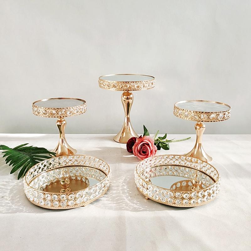 

Other Bakeware Bakery Set Of 5 Antique Round Gold Silver Color Metal Cake Stands