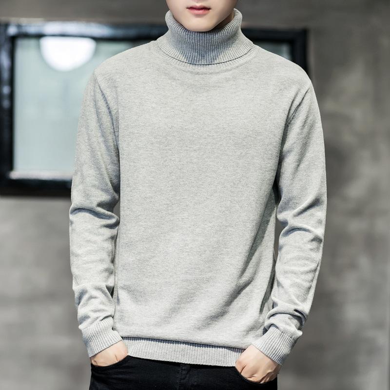 

Men's Sweaters Casual Turtleneck Sweater Mens Fashion Pure Color Simple Comfortable High Collar Knit Warm Cotton Pullovers, White;black