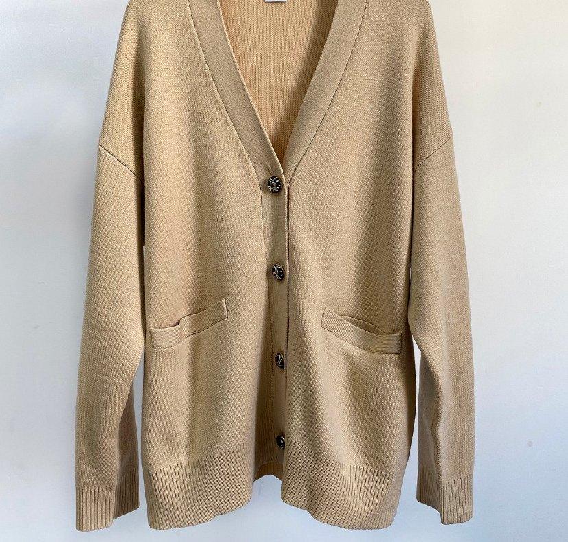 

Women Sweater 2020 New Loose-fitting V-neck Knitted Wool Cardigan, Apricot