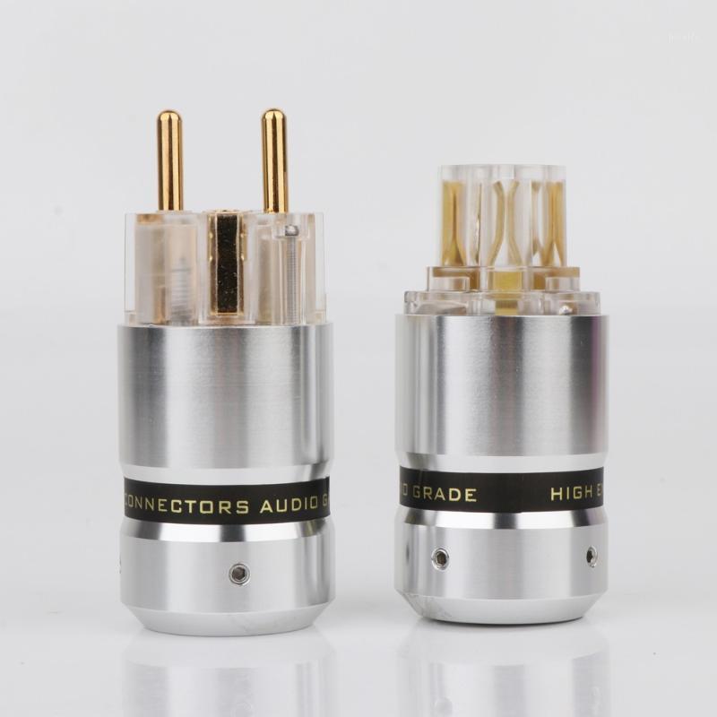 

New OEM High End 24K Gold Plated Schuko Power Cable Plug IEC Connector Female male Plug for Hifi power extension adapter1
