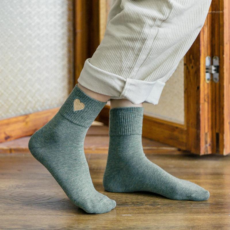 

2020 Fashion Women Socks Autumn Winter New Cotton Heart Cute Solid Color Wild Comfortable Motion Deodorant Long Socks Women1, Black