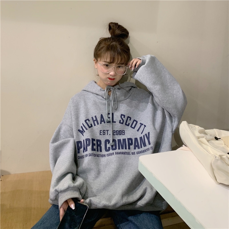 

2021 New Fancy of Women Hooded Shirts Oversized Solid Letters Printed Loose Tops Korean Style Clothes Winter LEW8, Purple light