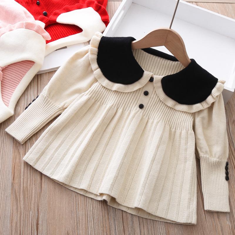 

2021 Spring baby turned collar sweater, Beige