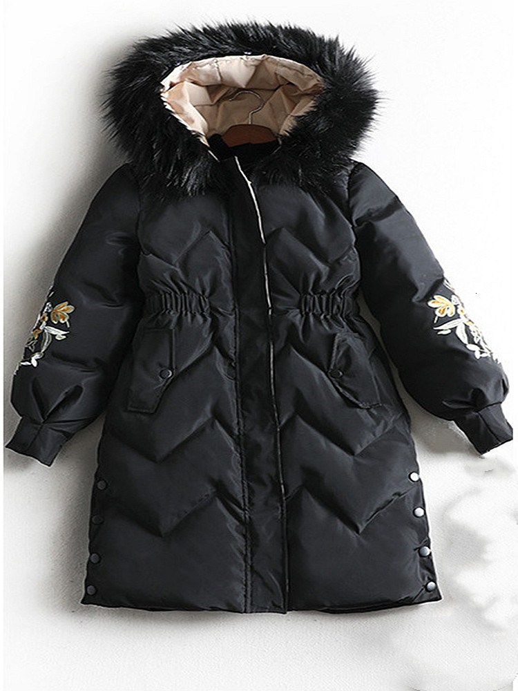 

2021 New Winter female cotton coats, long, big, thick, fat sister embroidered fashion looks fine I8O0, Black
