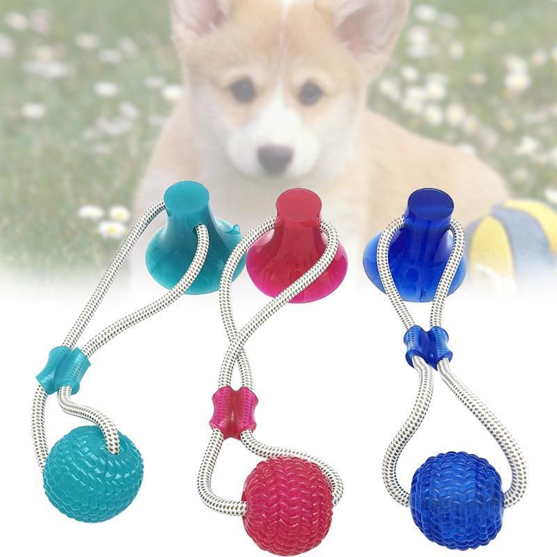 

Push Toy Dog Interactive Activity Doggy Suction Cup Push Ropeball Tug TPR BallTooth Cleaning Chewing Multifunction Pet Molar Toy