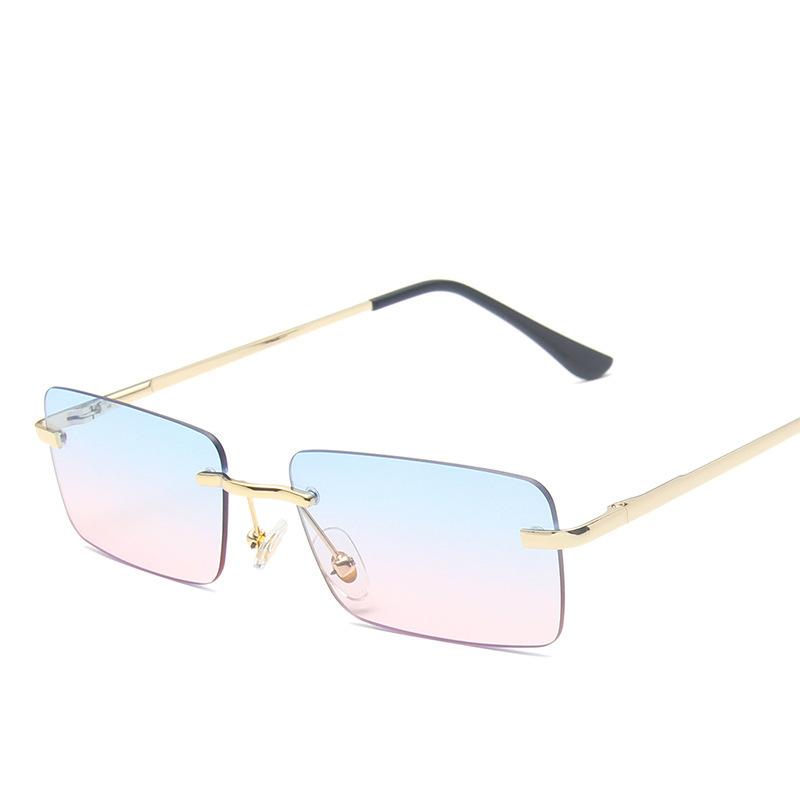 

Rimless Sunglasses Female Square Small Frame Ocean Sheet Spring Leg Women's Eyeglasses Trend Street Shooting Glasses