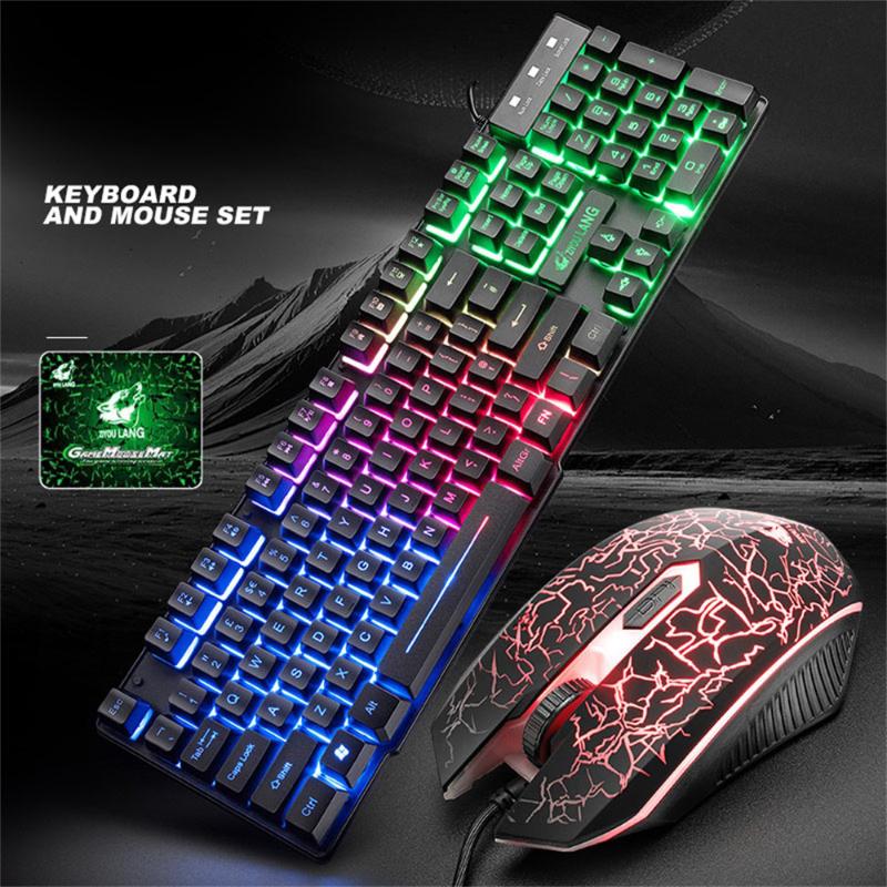 

Gaming Mouse And Keyboard Set T9 Rainbow Backlight USB Ergonomic Gaming English Keyboard And Mouse Set High Quality Mice