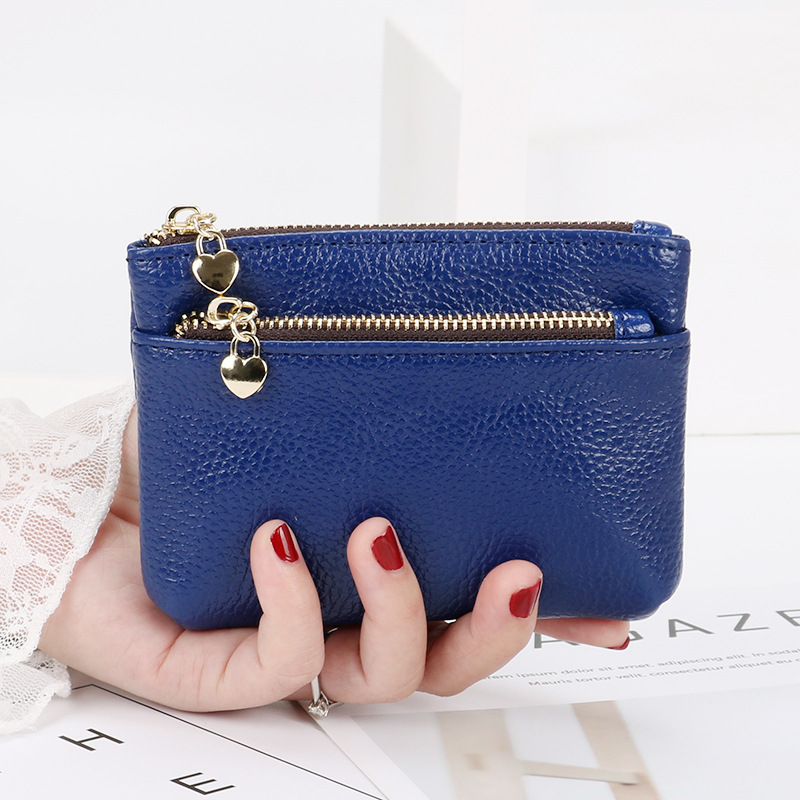 

3pcs Coin Purses Women PU Plain Square Thin Short Double Zipper Small Wallet, Black