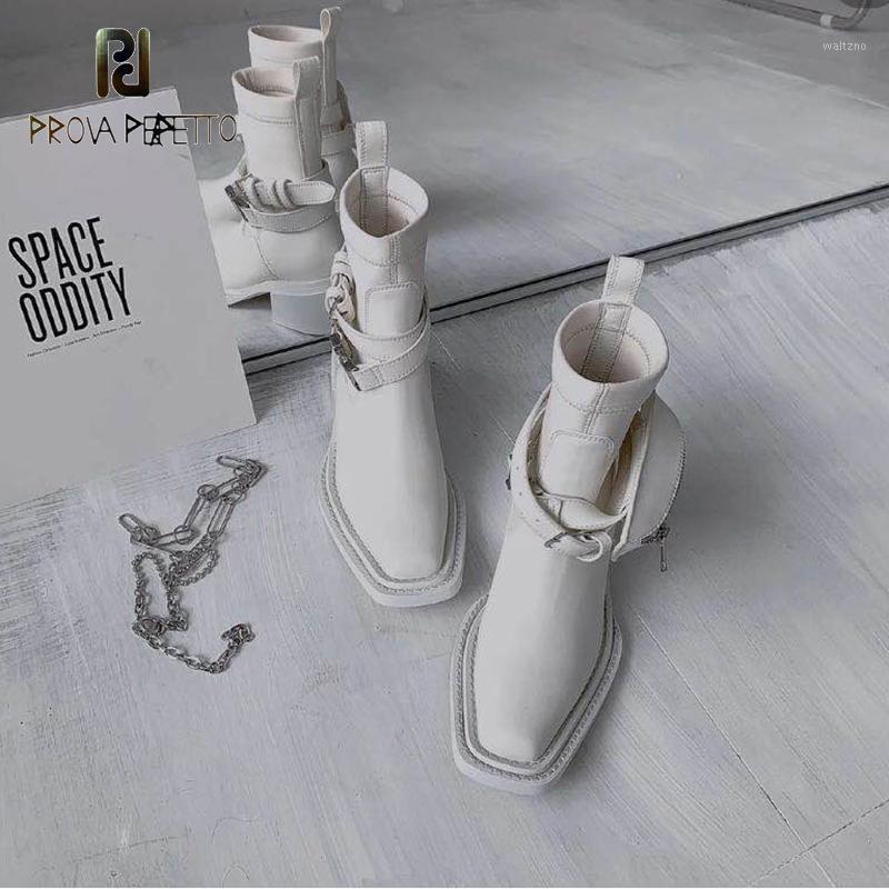 

White Boots Female British Style Thick Heel 2021 New Autumn Winter Square Toe Fashion All-match Bag Low-heel Short Boots1