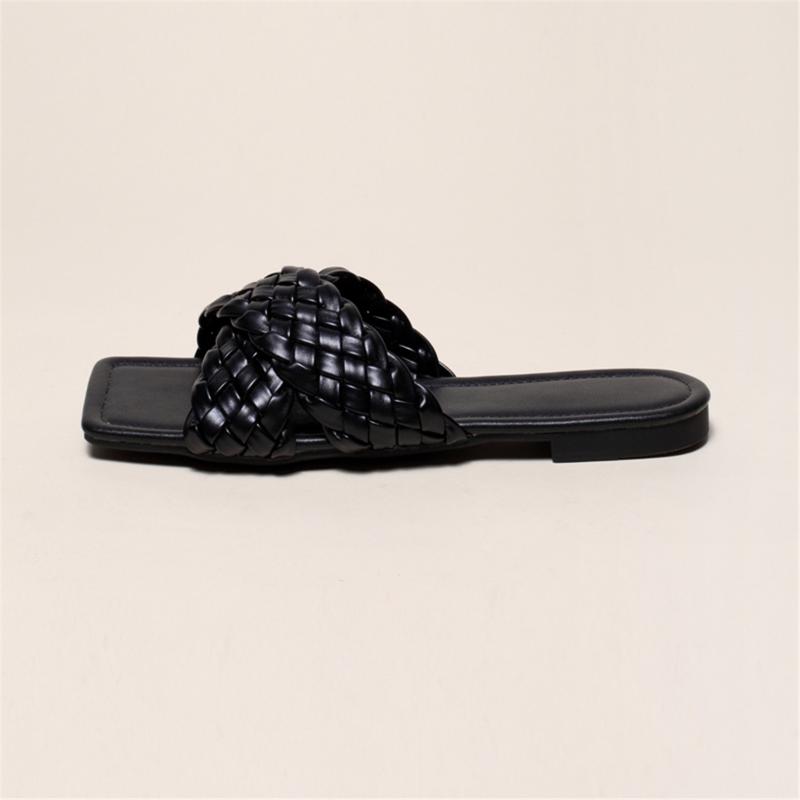 

The New Fashion Flats For Summer 2021 Cane Cross Belt Slippers Outside Simple Style Leisure Women's Shoes Home Ladies Slides, Yellow