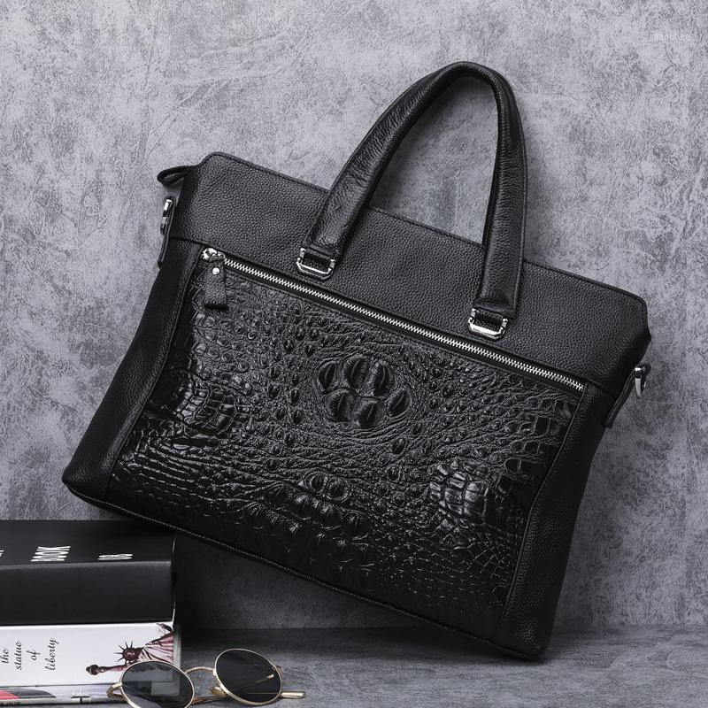 

Genuine Leather briefcase Male Cowhide Package Soft Handbag Man Single Shoulder Messenger Document computer office bags for men1, Black