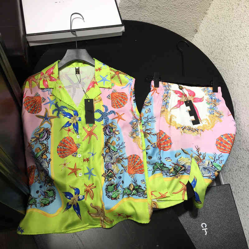 

Casual Dresses Starfish Blue-Green Shell Printed Top Shorts HQPM