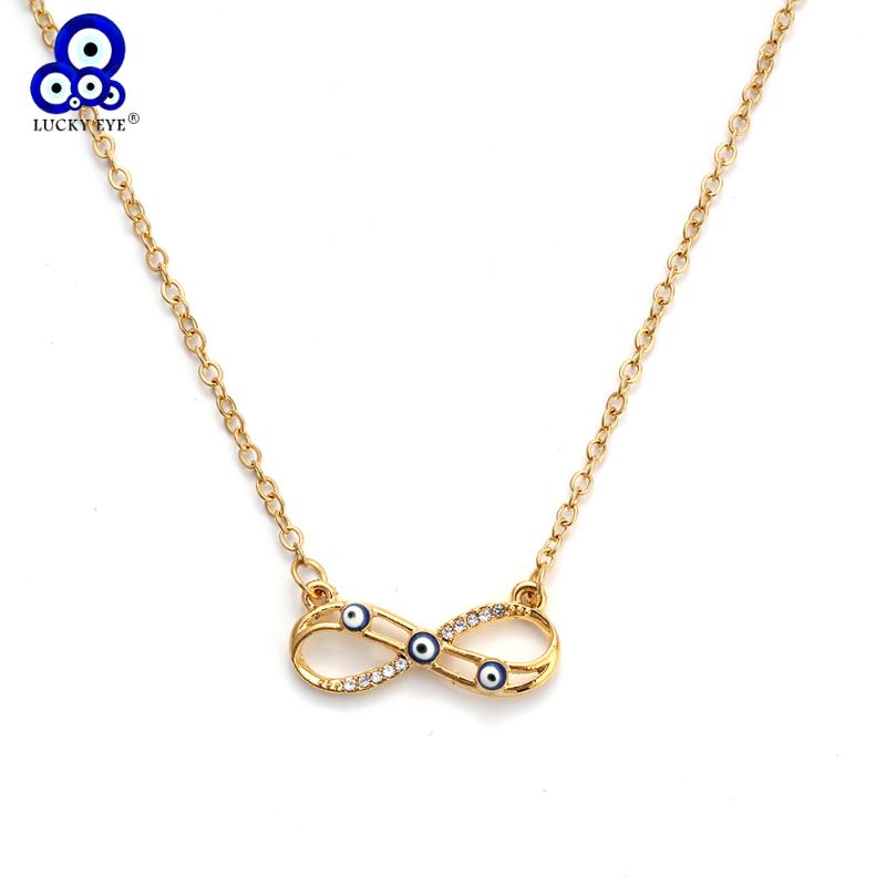 

Pendant Necklaces Lucky Eye Golden Evil Necklace 8 Endless CZ For Women Men Chain Link Jewelry Christmas EY2548