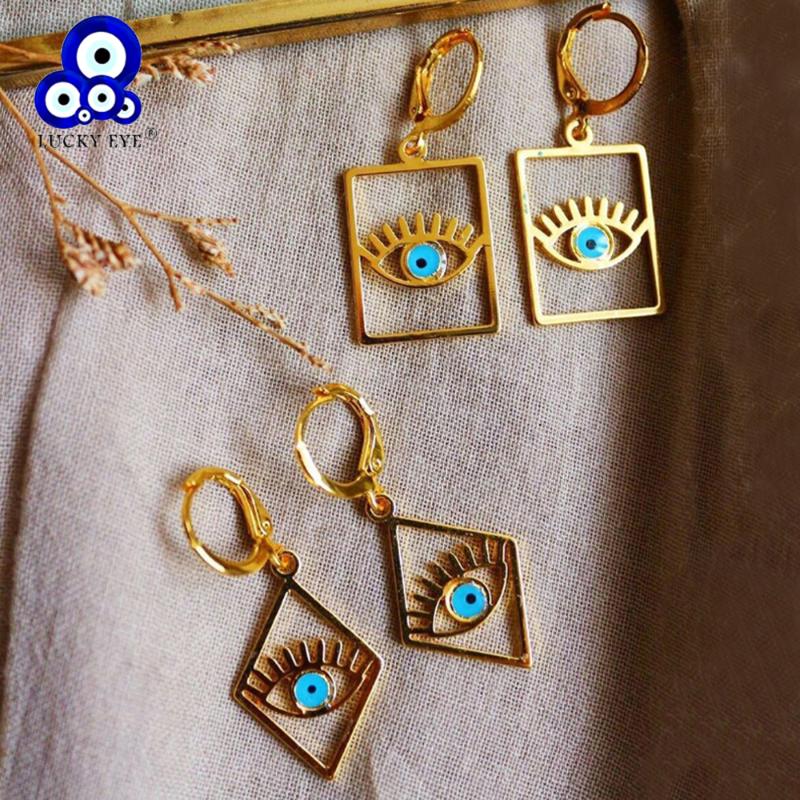 

Dangle & Chandelier Lucky Eye Blue Turkish Evil Drop Earrings Alloy Gold Color Simple For Women Girls Fashion Jewelry LE520