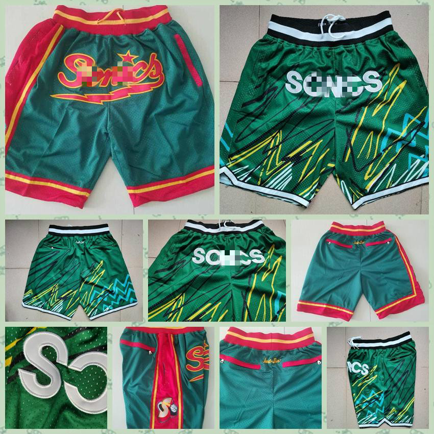 

Seattle SuperSonics#Boutique fabric precision stitchembroidered pocket basketball ball pants, in the court pocket basketball ball pants