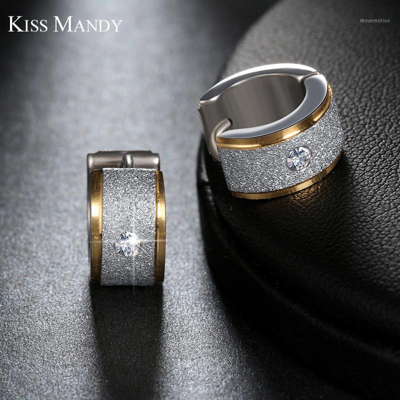 

KISS MANDY Women Earrings Black Frosting Surface With Zircon Female Brinco Punk Rock Style Fashion Jewelry FE041