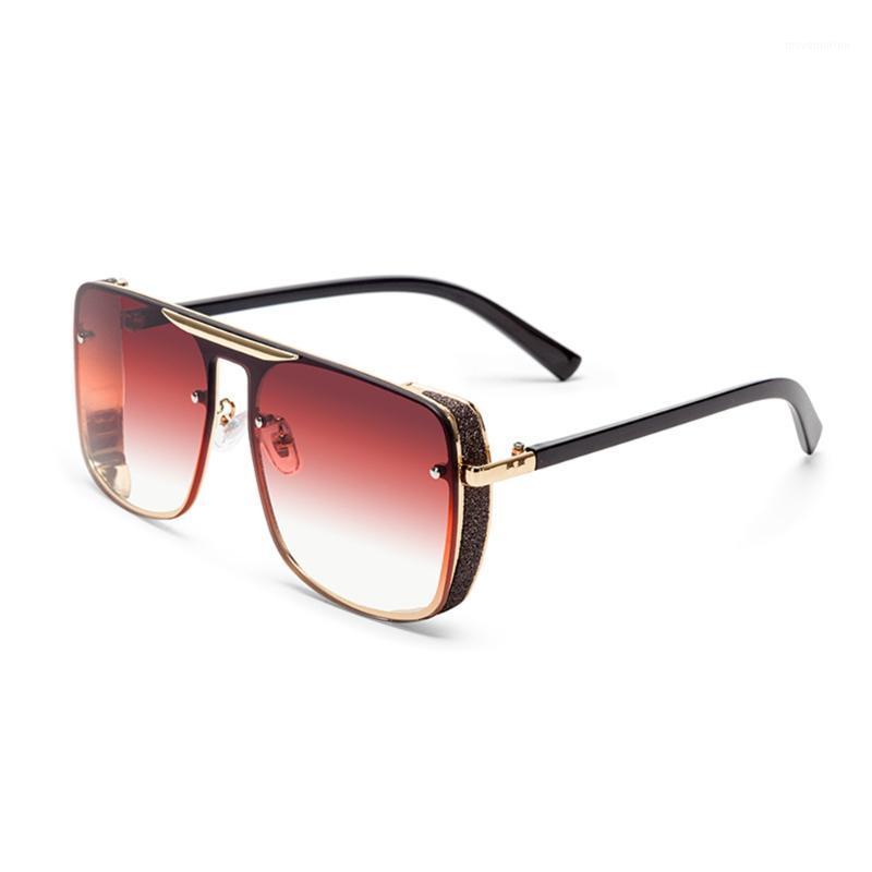 

New Fashion One-piece Sunglasses Metal Frosted Diamond Large Unisex Sun Glasses1