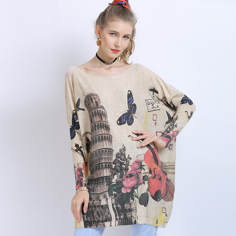 

Ladies Fashion Street O-neck Full-sleeved Loose Long Tops Abstract Women Print T-shirt Spring and Autumn 2021 Ne R20l, Gray