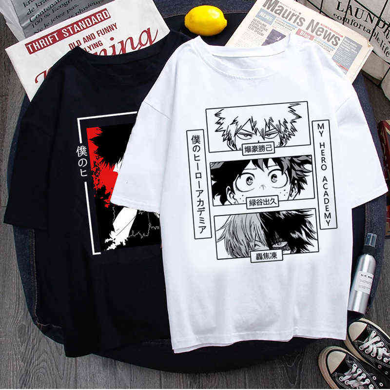 Janpanese Anime My Hero Academia Harajuku T-Shirt Men Kawaii Cartoon Shoto Todoroki Graphic Tees Dabi Harajuku Tshirt Male L260525