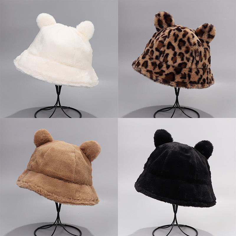 

Autumn and winter women's new cute hairy fisherman hat with ears wool hat women, Jiaotang