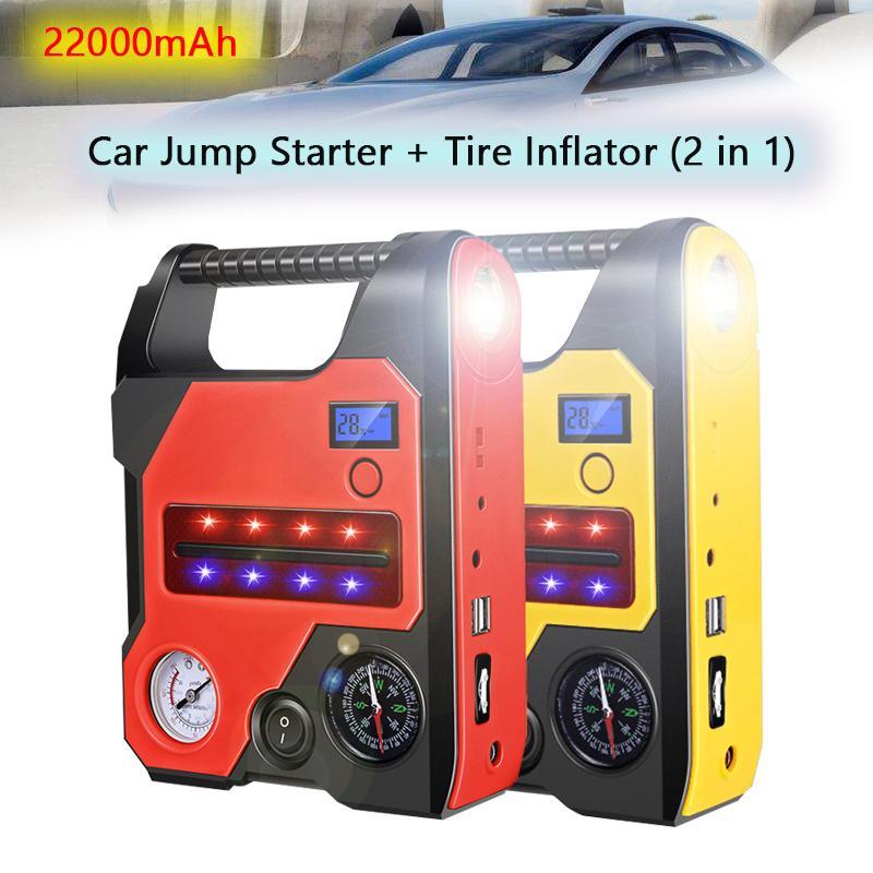 

12V Air Compressor Car Tire Inflator+Car Jump Starter Power Bank 22000mAh Car Air Pump Tyre Compressor+Emergency Charger Battery1