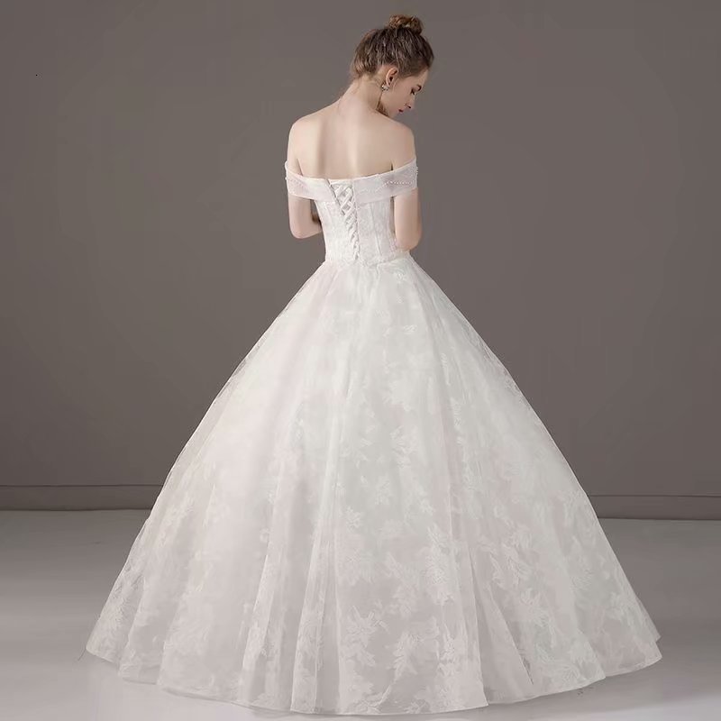 

2021 New Spring 1087 Robot Soiree Robe Dressed As Simple White Bride Ivory Outside Shoulder 0MQ1, Ivory white