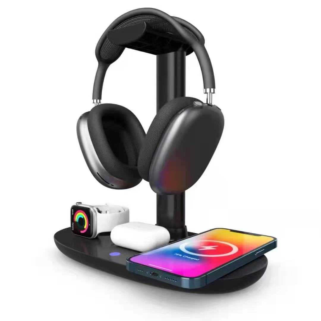 

for iPhone 12/12 Pro Max/Mini Wireless Charger 4 in 1 Fast Charging Speed Headset Holder for Apple Watch 6 SE/Airpods